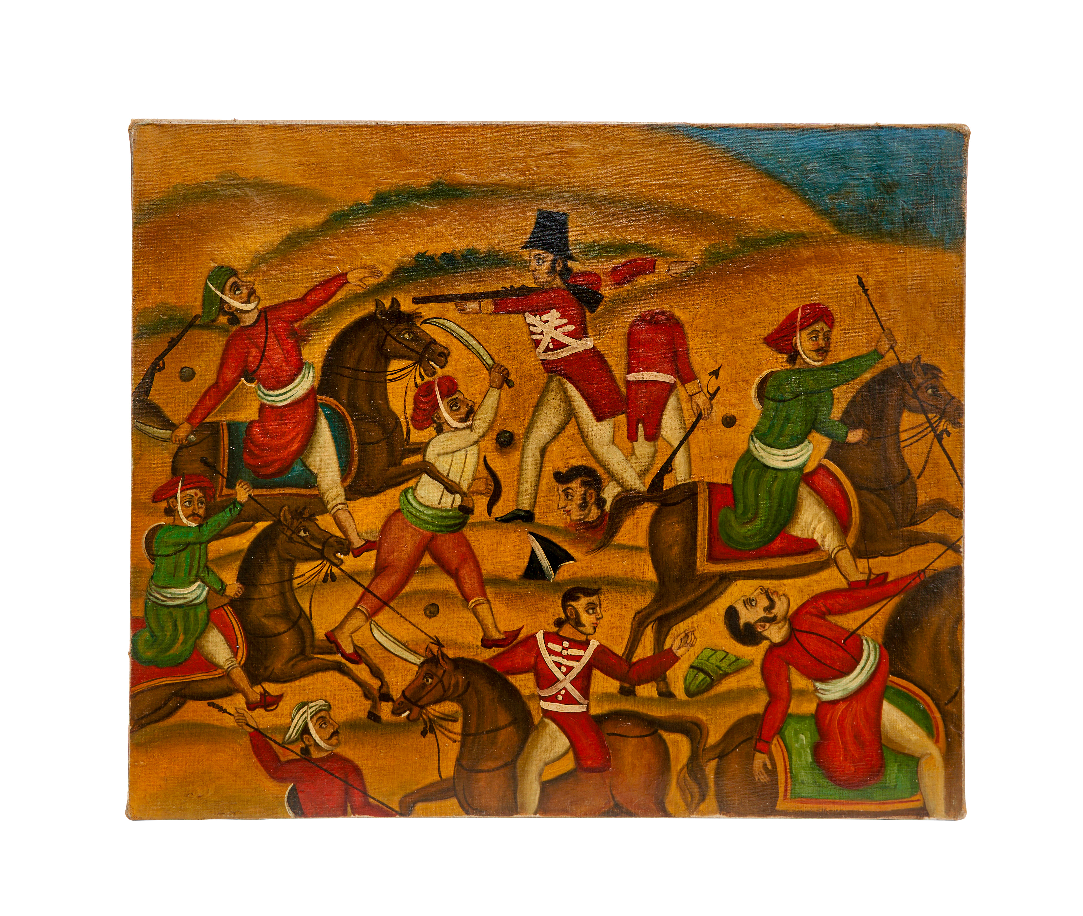 THE BATTLE OF POLLILUR, INDIA. SERINGAPATAM, 19TH CENTURY. OIL ON CANVAS - Bild 7 aus 8