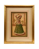 A QAJAR PAINTING OF A DANCER, 19TH CENTURY