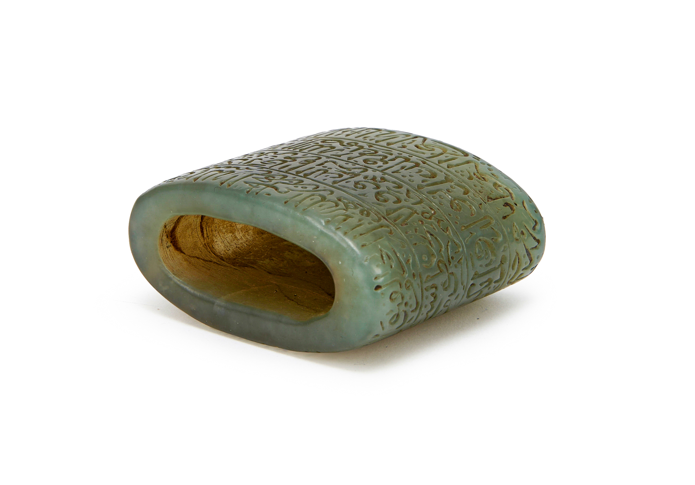 A RARE CALLIGRAPHIC INSCRIBED JADE INKWELL, 18TH CENTURY, MUGHAL, INDIA - Image 7 of 7