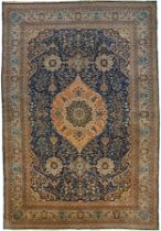 LARGE ANTIQUE PERSIAN KERMAN LAVER CARPET