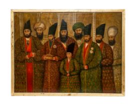 SANI ALMULK SCHOOL: NEZAMIYEH HALL PANEL, OIL ON CANVAS, 19TH CENTURY