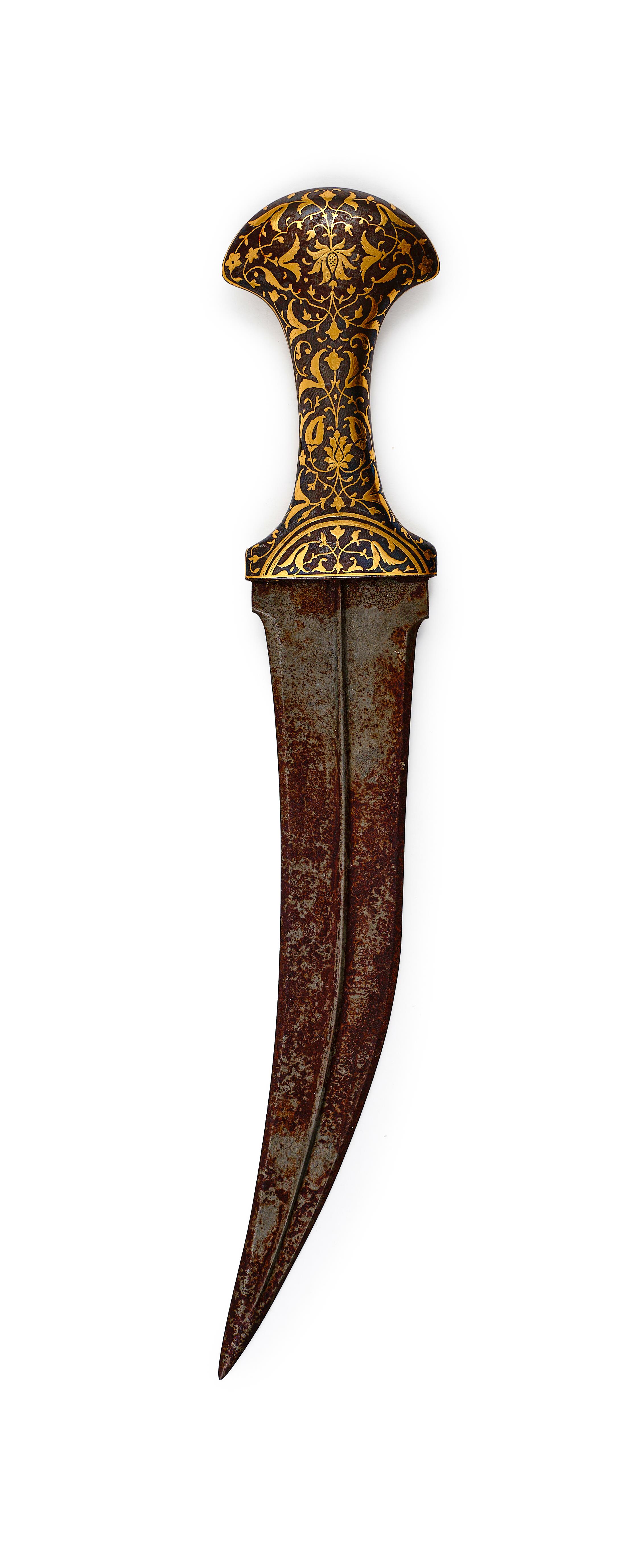 A GOLD DAMASCENED DAGGER (JAMBIYA), 17TH CENTURY, SAFAVID PERSIA - Image 2 of 4