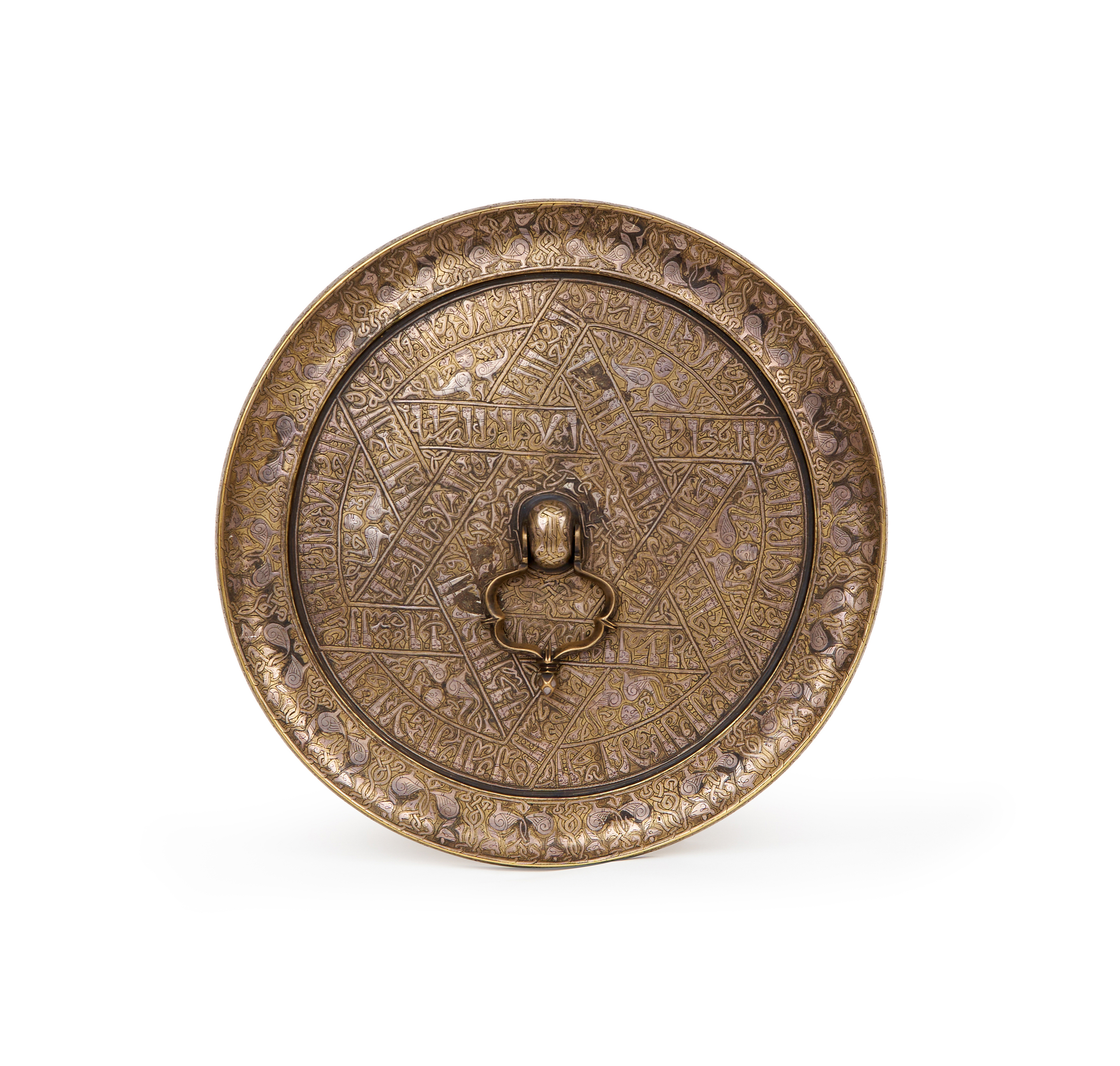 A CALLIGRAPHIC INSCRIBED SELJUK BRONZE CIRCULAR MIRROR, 12TH CENTURY, PERSIA