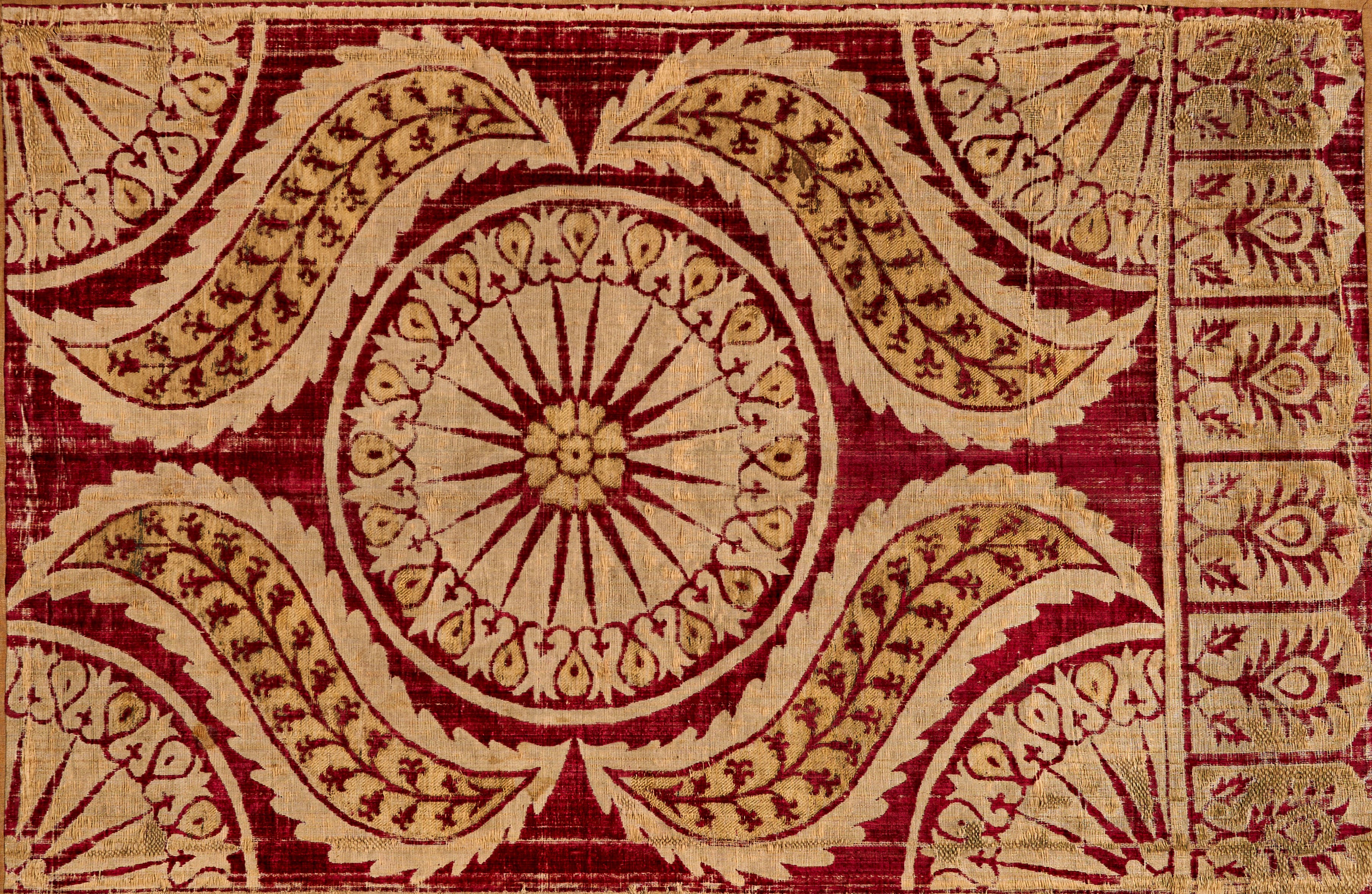 AN OTTOMAN YASTIK, VELVET, 17TH CENTURY, TURKEY