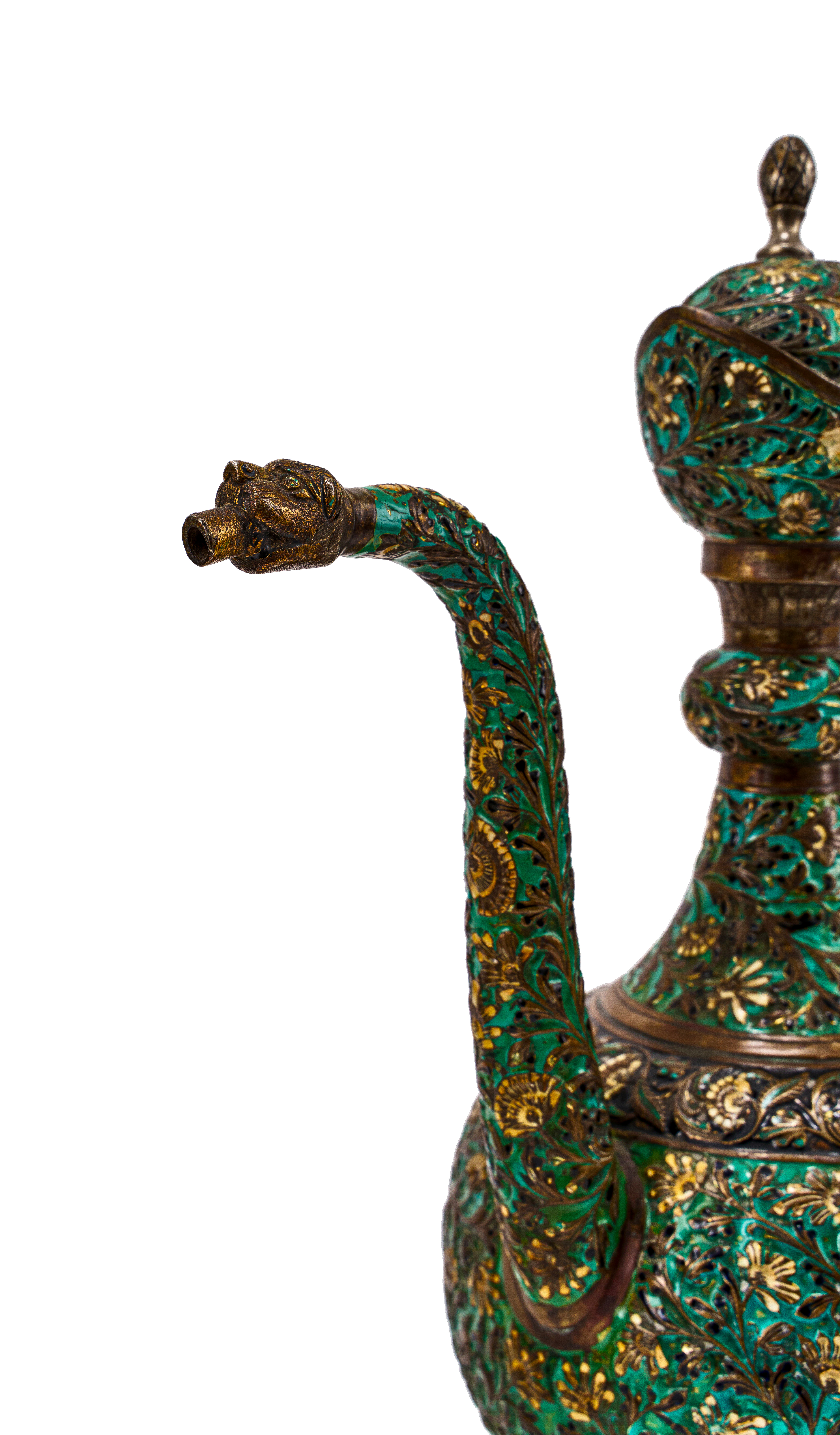 A FINE ENAMELLED BRONZE INDIAN EWER & BASIN, 18TH/19TH CENTURY - Image 4 of 7