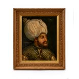 AN OTTOMAN PORTRAIT OF SULTAN MURAD III, OIL ON CANVAS,18TH CENTURY