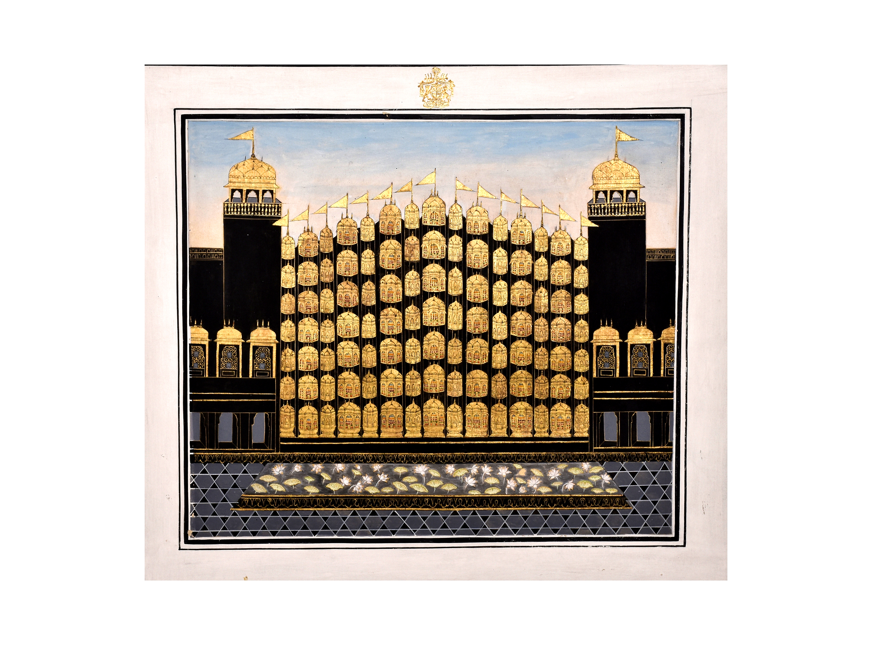 A GOLD ILLUMINATED PAINTING OF THE WIND PALACE (HAWA MAHAL) OF JAIPUR, COMPANY SCHOOL, 19TH CENTURY