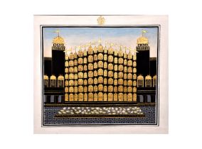 A GOLD ILLUMINATED PAINTING OF THE WIND PALACE (HAWA MAHAL) OF JAIPUR, COMPANY SCHOOL, 19TH CENTURY