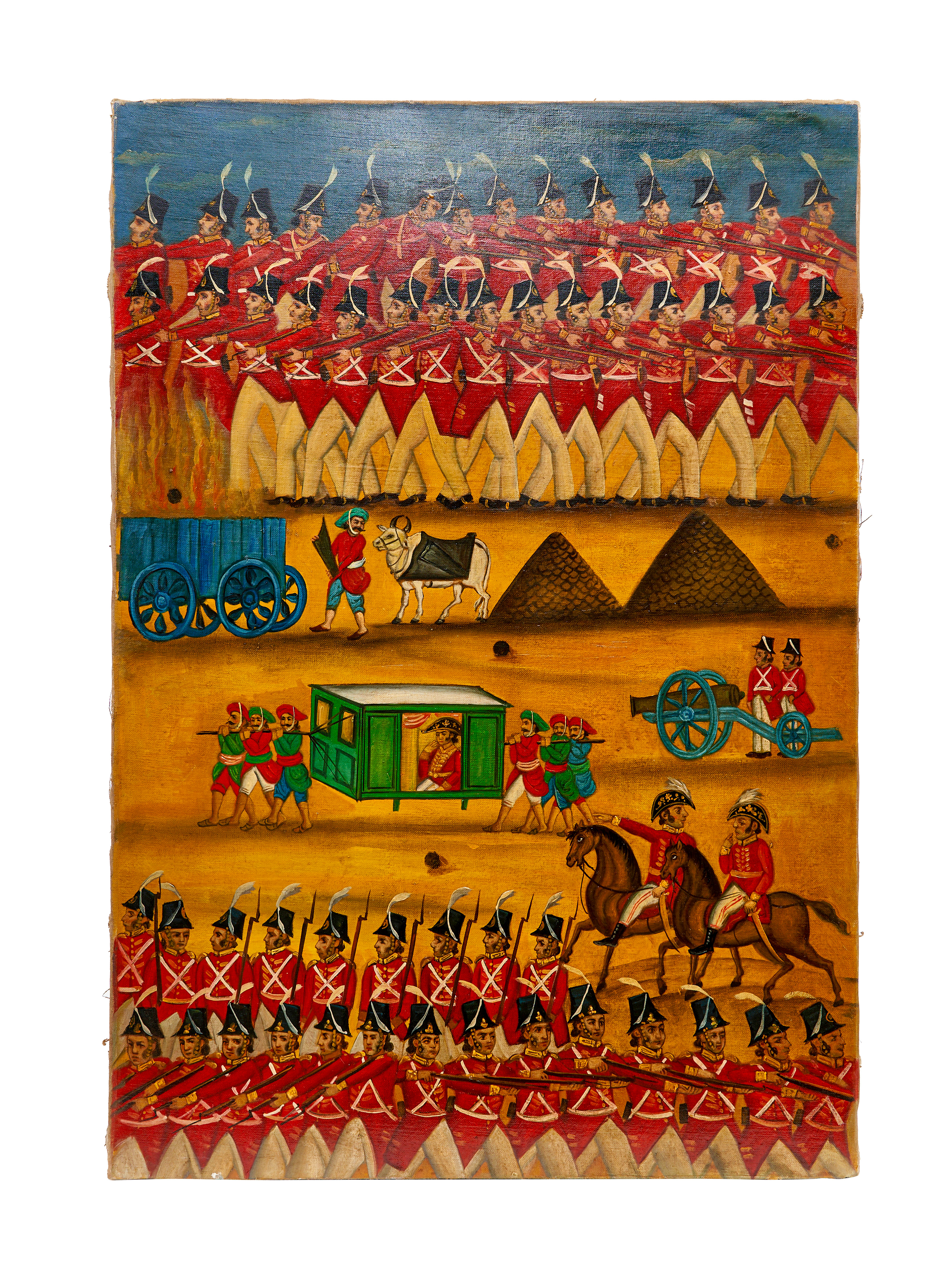 THE BATTLE OF POLLILUR, INDIA. SERINGAPATAM, 19TH CENTURY. OIL ON CANVAS - Image 4 of 8