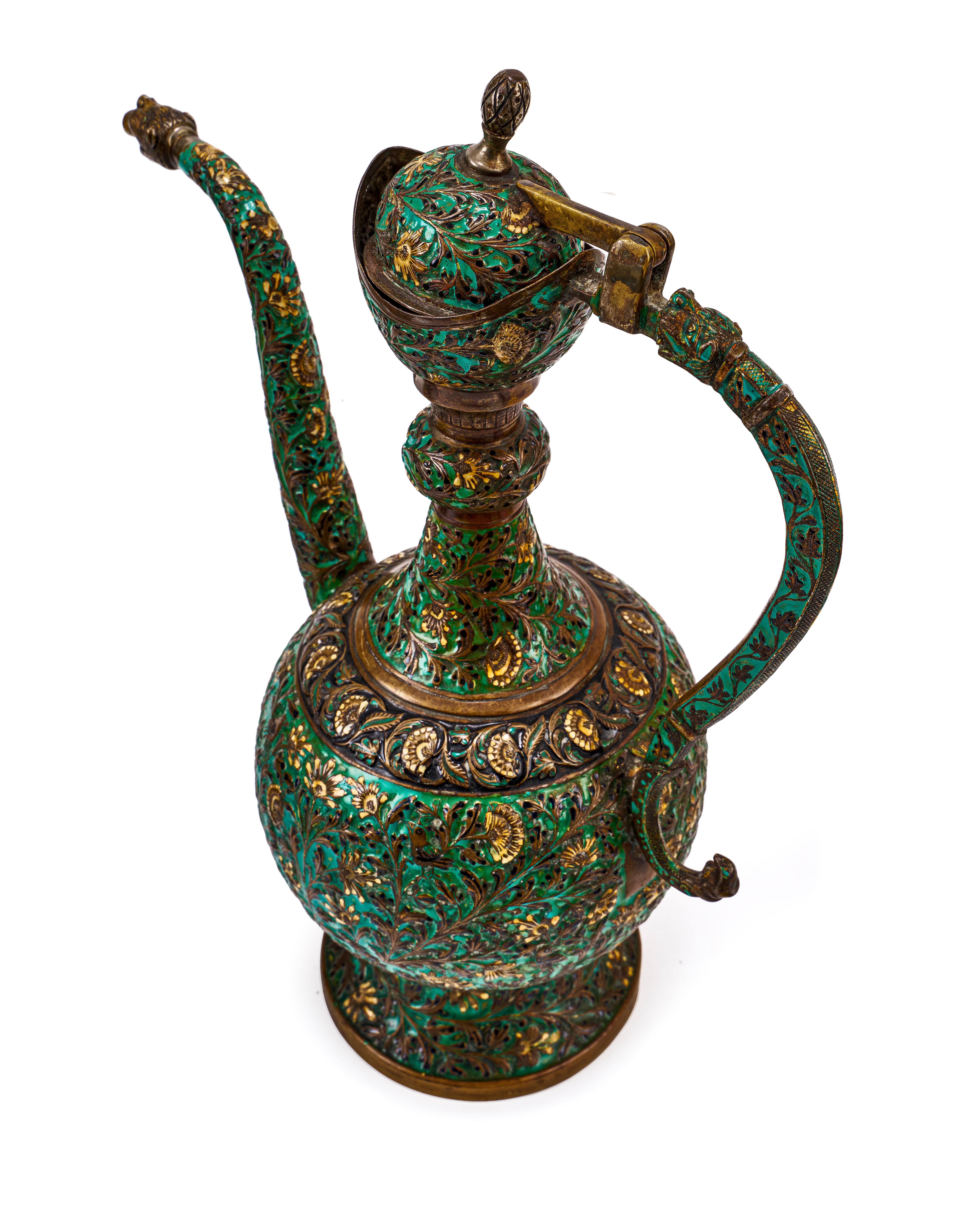 A FINE ENAMELLED BRONZE INDIAN EWER & BASIN, 18TH/19TH CENTURY - Image 5 of 7