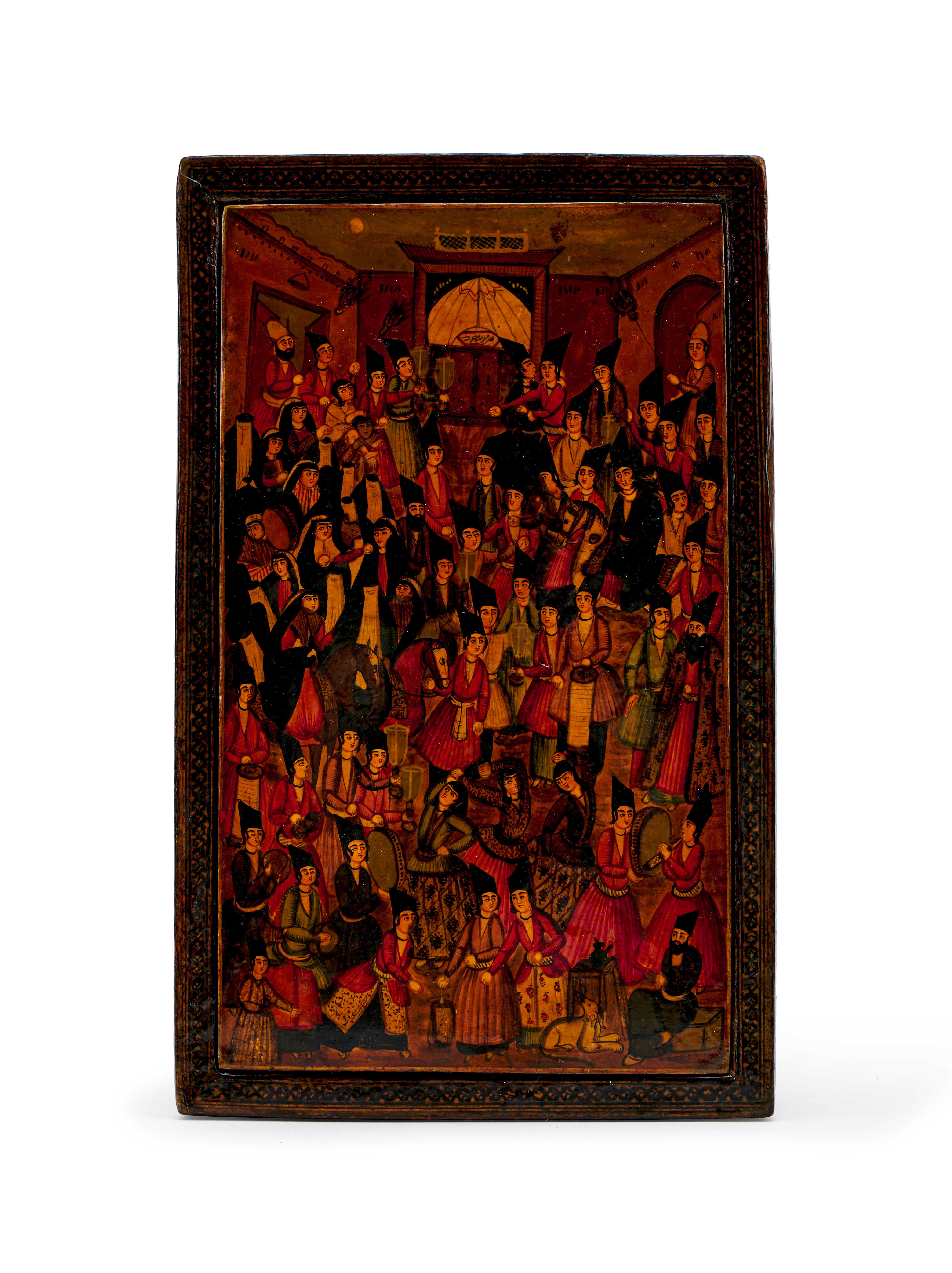 A QAJAR LACQUERED PAPIER-MÂCHÉ MIRROR CASE, 19TH CENTURY, PERSIA - Image 3 of 3