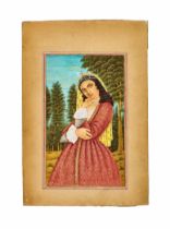 A PERSIAN MINIATURE OF A PRINCESS, SIGNED ESMAEL NAGHASH BASHI