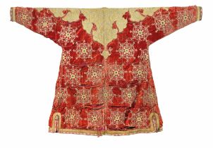 A METAL-THREAD EMBROIDERED VELVET COAT (CHAPAN) BUKHARA, CENTRAL ASIA, EARLY 19TH CENTURY