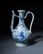 A BLUE AND WHITE PEAR-SHAPED EWER MADE FOR ISLAMIC MARKET, ZHENGDE-WANLI PERIOD, 16TH-17TH CENTURY