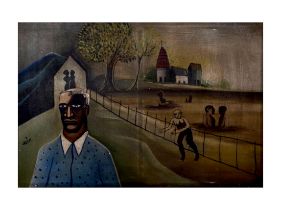 BHUPEN KHAKHAR (1934-2003) "UNTILTED" SIGNED LOWER LEFT, OIL ON CANVAS