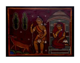JAMINI ROY (1887-1972) RAMAYAN SERIES, SIGNED BOTTOM RIGHT, OIL ON CANVAS