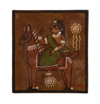 JAMINI ROY (1887-1972) "UNTILTED" WOMAN ON HORSE