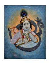 MAHADEV VISHWANATH DHURANDHAR (1867-1944) KRISHNA. SIGNED BOTTOM RIGHT, WATERCOLOUR ON PAP