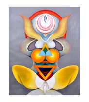 GHULAM RASOOL SANTOSH (1929-1997) "MEDITATION TANTRA CHAKRA" ACRYLIC ON CANVAS, SIGNED ON REVERSE