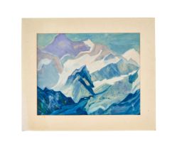 NICHOLAS ROERICH (1874-1947) LANDSCAPE, SIGNED BOTTOM RIGHT. WATERCOLOUR ON PAPER