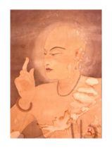 NANDALAL BOSE (1882-1966) UNTILTED "PUNDIT" SIGNED BOTTOM RIGHT, WATERCOLOUR ON PAPER