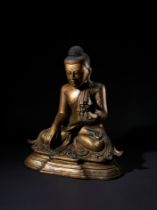 A LARGE BRONZE FIGURE OF A SEATED BUDDHA