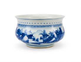 A CHINESE BLUE & WHITE CENSER, KANGXI PERIOD (1662-1772)