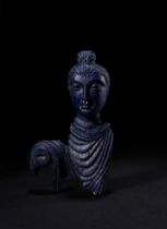 A LAPIS LAZULI FRAGMENT OF A BODHISATTVA