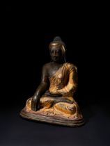 A LARGE GILDED BRONZE MANDALAY BURMESE BUDDHA