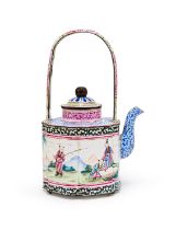 A CHINESE CANTON ENAMEL TEAPOT, QIIANLONG PERIOD (1736-1795)