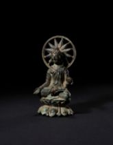 A BRONZE FIGURE OF A SEATED BUDDHA