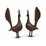 A PAIR OF STEEL BIRDS, QAJAR, PERSIA, 19TH CENTURY