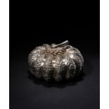 AN OTTOMAN SILVER MELON SHAPED LIDDED BON BON BOX, 19TH CENTURY