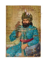 AN OIL ON CANVAS PORTRAIT OF A SIKH RULER, LATE 19TH CENTURY/ EARLY 20TH CENTURY