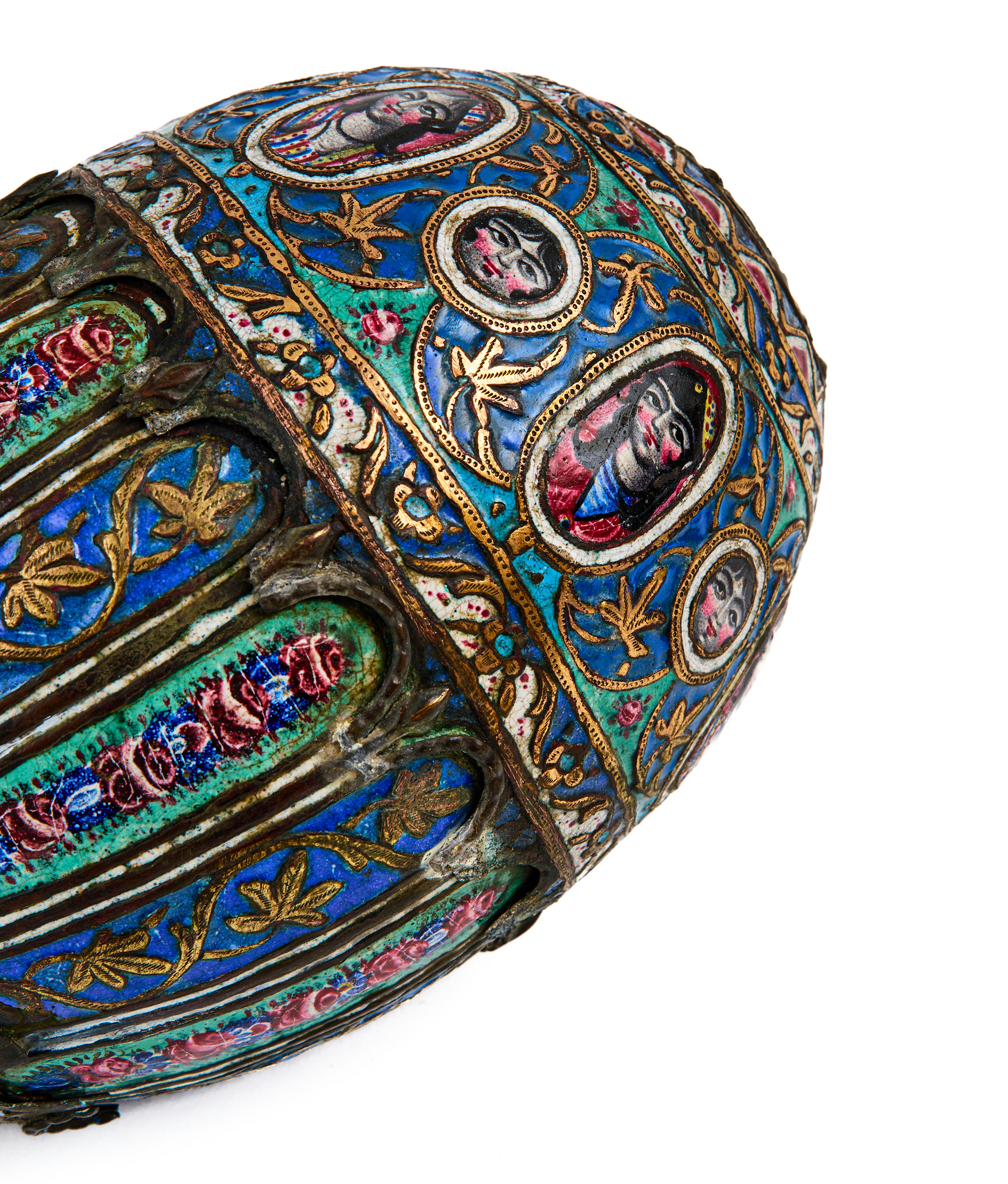 A RARE SILVER & ENAMEL HOOQAH, 19TH CENTURY, QAJAR - Image 4 of 5