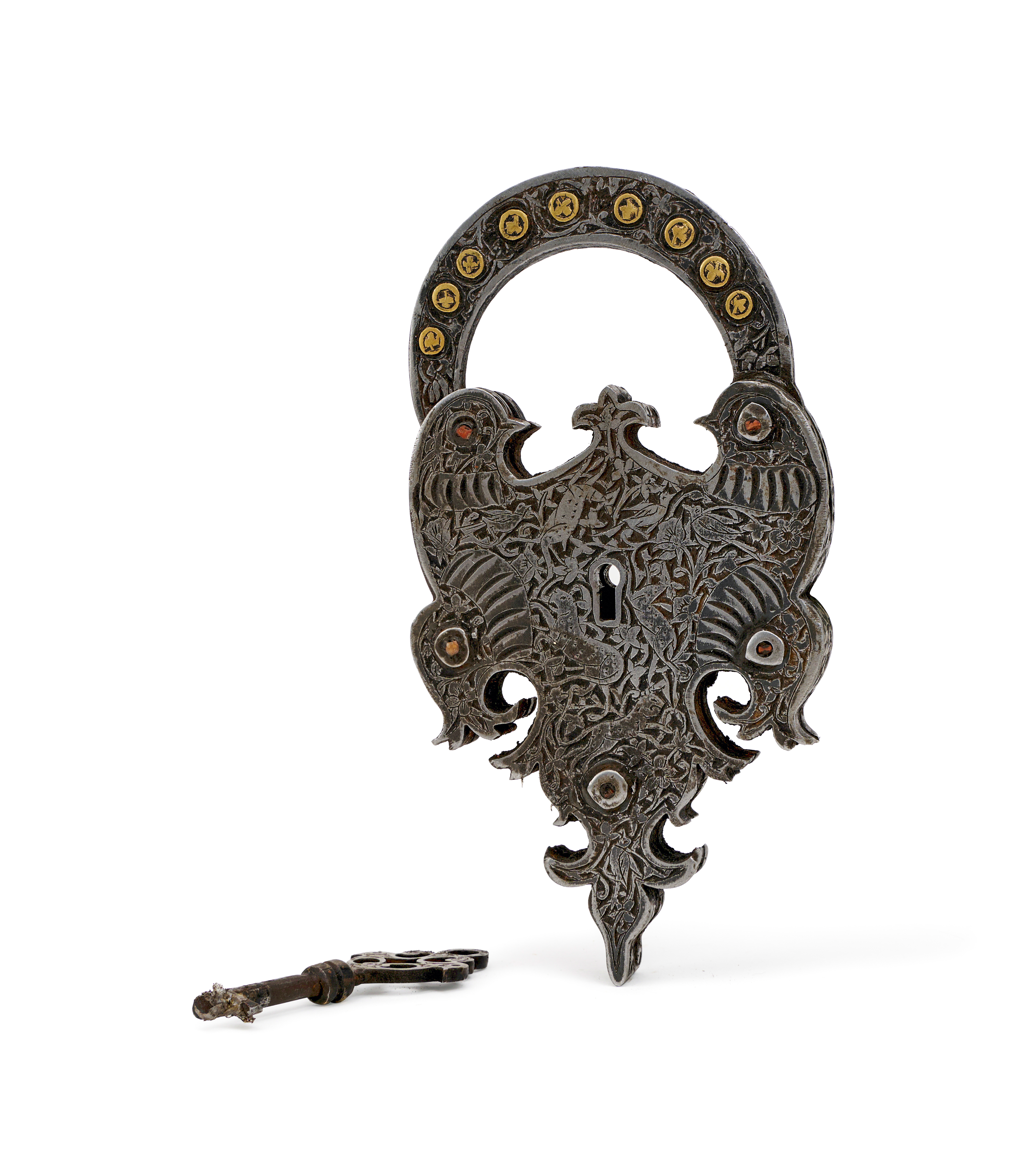 A WHITE METAL PADLOCK, 19TH CENTURY, QAJAR - Image 2 of 5