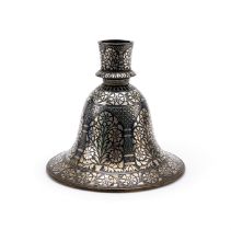 A SILVER-INLAID BIDIRI PIPE (HUQQA) BASE BIDAR, DECCAN, INDIA, 19TH CENTURY