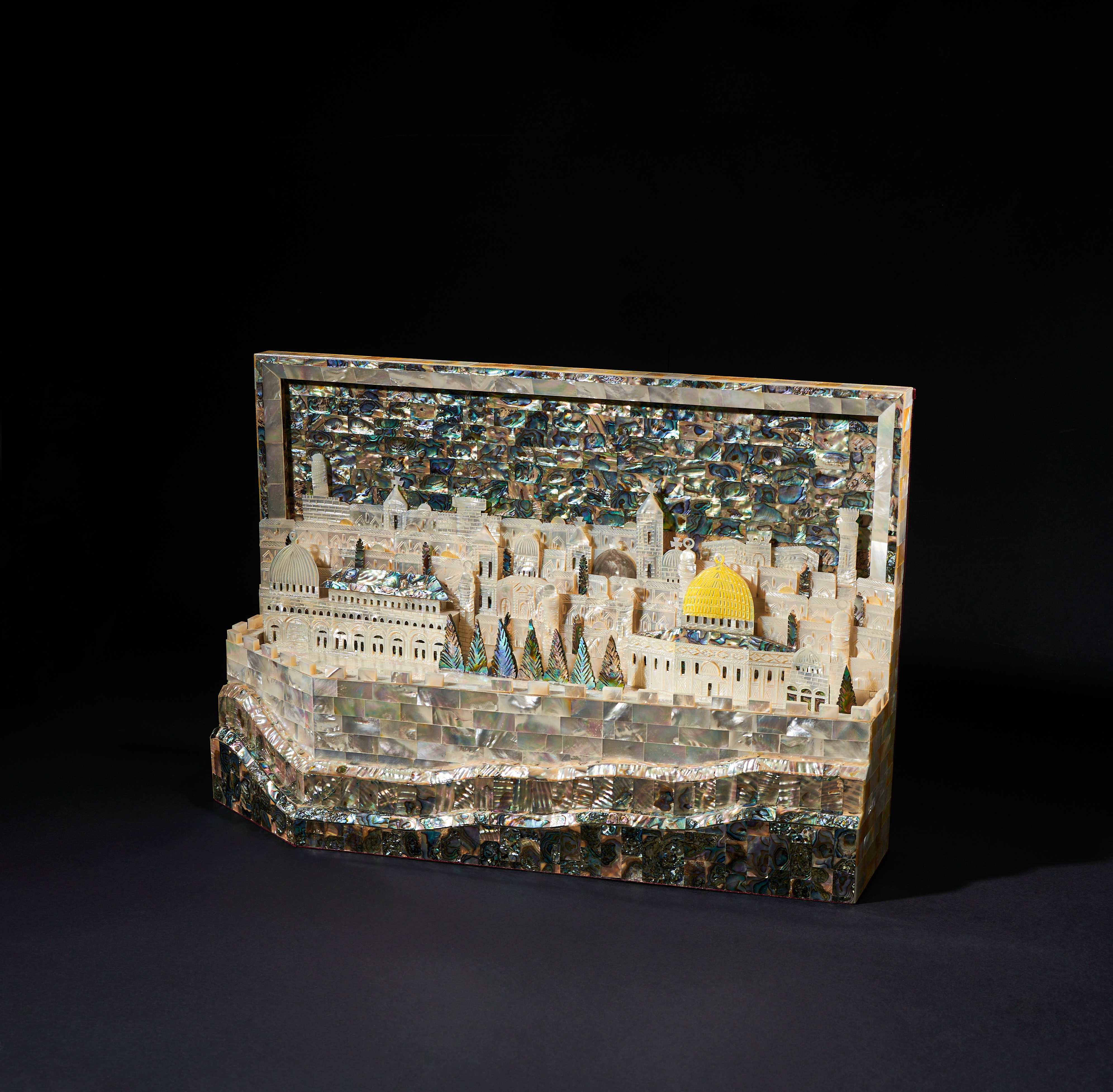 A LARGE MOTHER OF PEARL VIEW OF JERUSALEM, 20TH CENTURY