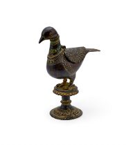 AN INDIAN BRONZE INCENSE BURNER IN THE FORM OF A BIRD. 17TH18TH CENTURY, DECCAN