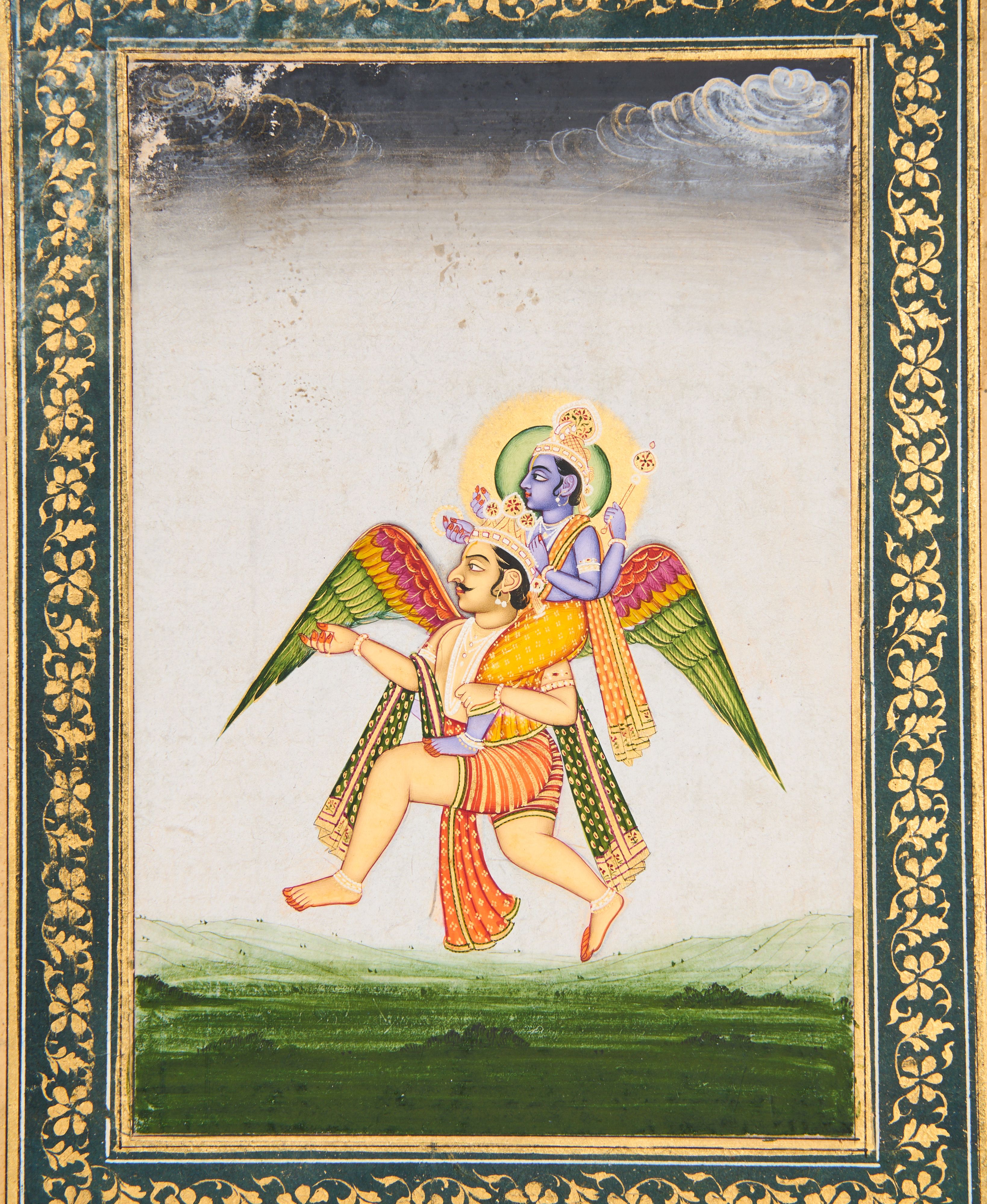 VISHNU ON GARUDA, MUGHAL, INDIA, 19TH CENTURY - Image 2 of 3