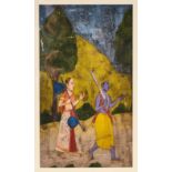 A HUNTER EXTRACT A THORN FROM A BHIL HUNTRESS, PROVINCAL MUGHAL SCHOOL, 19TH CENTURY