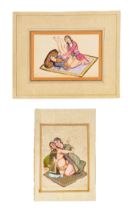 TWO QAJAR EROTIC MINIATURES, 19TH CENTURY, PERSIA