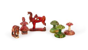 VARIOUS MUGHAL PAINTED CHESS PIECES, 18TH CENTURY