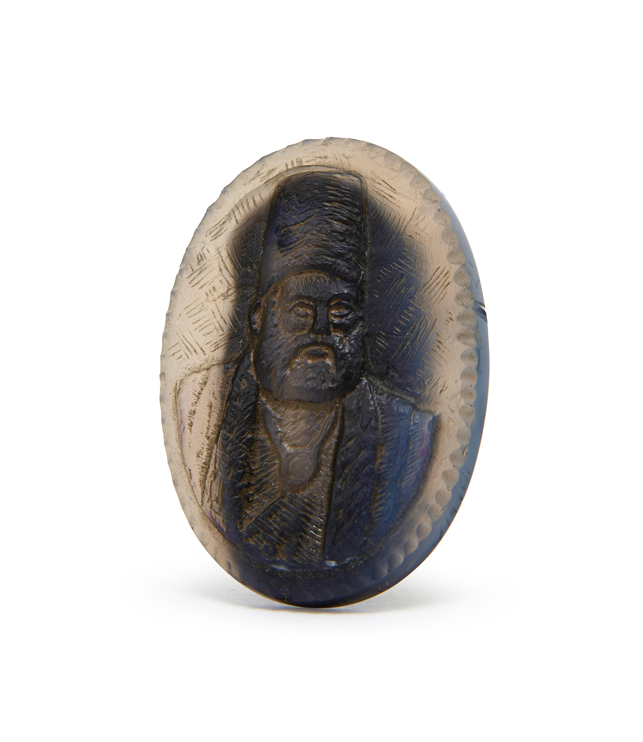 AN AGATE AMULET DEPICTING MINISTER AMIR KABIR, 19TH CENTURY, PERSIA