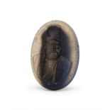 AN AGATE AMULET DEPICTING MINISTER AMIR KABIR, 19TH CENTURY, PERSIA