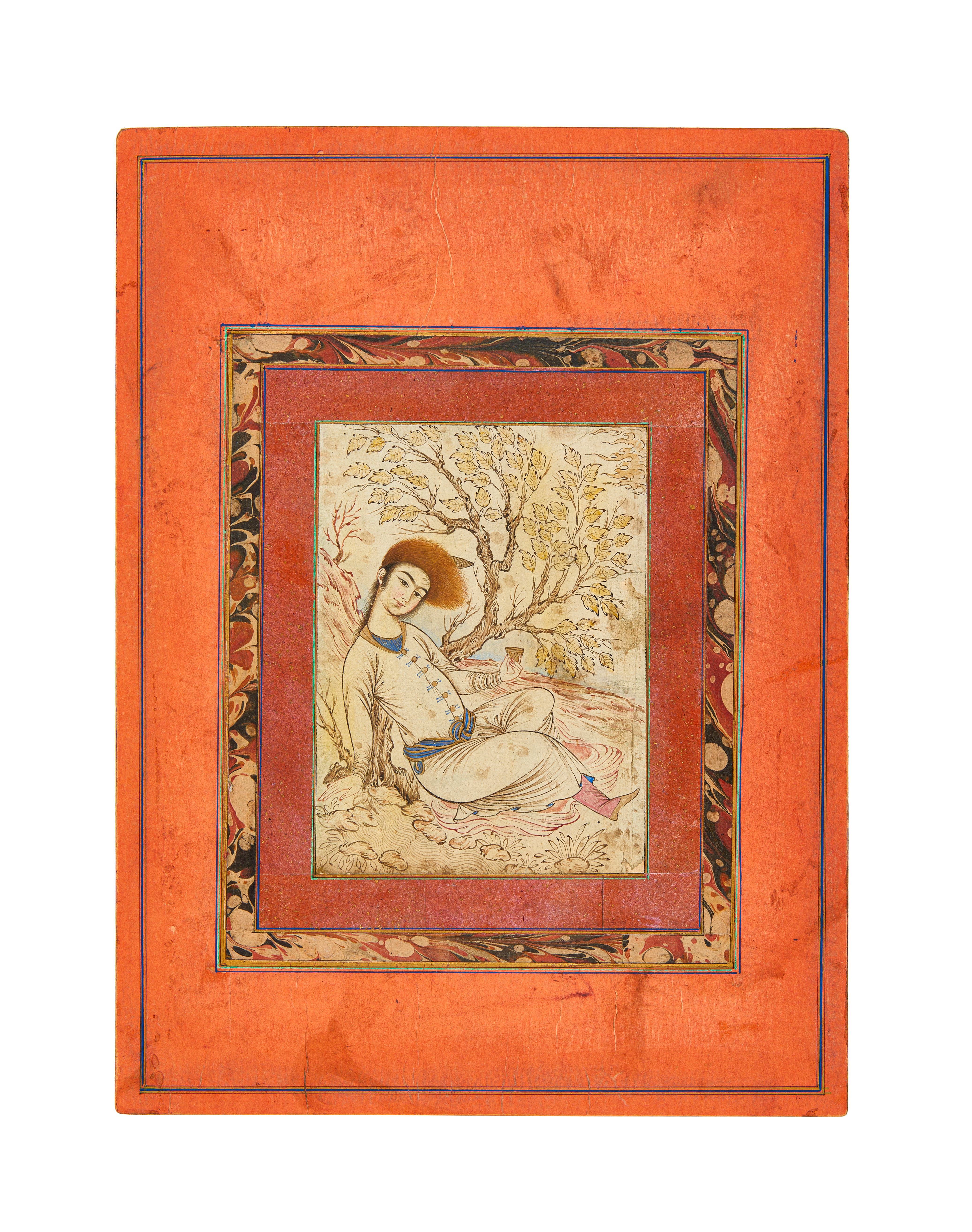 A PERSIAN MINIATURE OF A SEATED YOUTH, QAJAR 19TH CENTURY