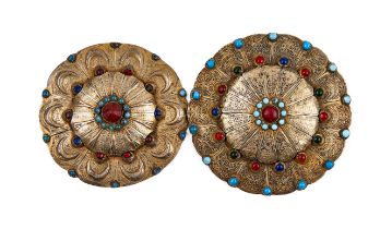 A SILVER & GILT FILIGREE GEM SET BELT, CENTRAL ASIA, 19TH CENTURY