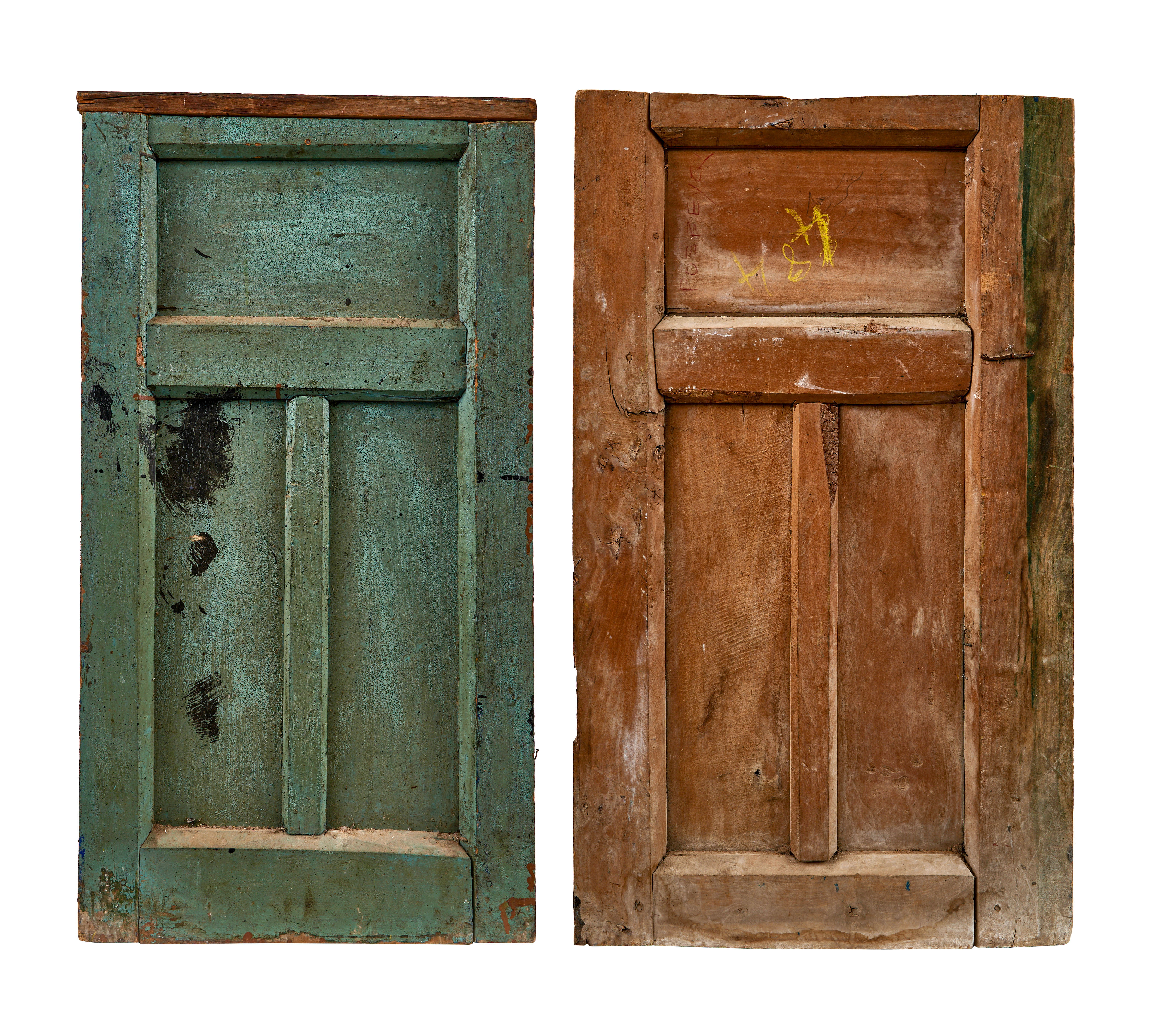 A PAIR OF QAJAR PAINTED AND GESSO APPLIED WOODEN DOORS, 19TH CENTURY, PERSIA - Image 2 of 4