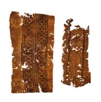 TWO FATIMID TIRAZ (TEXTILE) FRAGMENTS INSCRIBED KUFIC SCRIPT, 10TH CENTURY, EGYPT