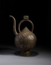 A FINE CALLIGRAPHIC INSCRIBED BRONZE EWER, 19TH CENTURY, PERSIA OR INDIA